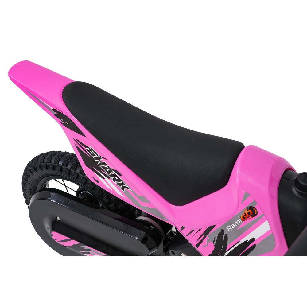 RAMIGO Elektrická Motorka SHARK 150W 24V Li-ion, rýchlosť 15 km/h, nafukovacie kolesá, nosnosť 40kg, ružová