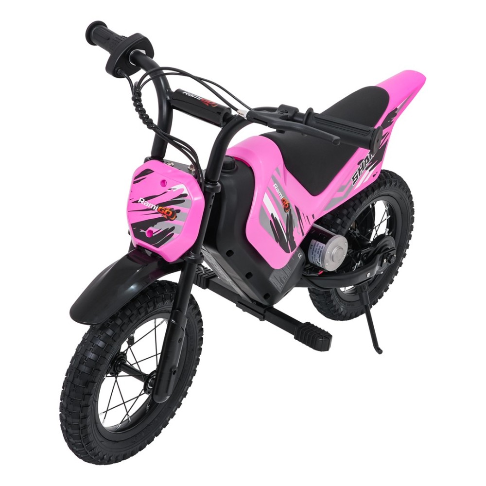 RAMIGO Elektrická Motorka SHARK 150W 24V Li-ion, rýchlosť 15 km/h, nafukovacie kolesá, nosnosť 40kg, ružová