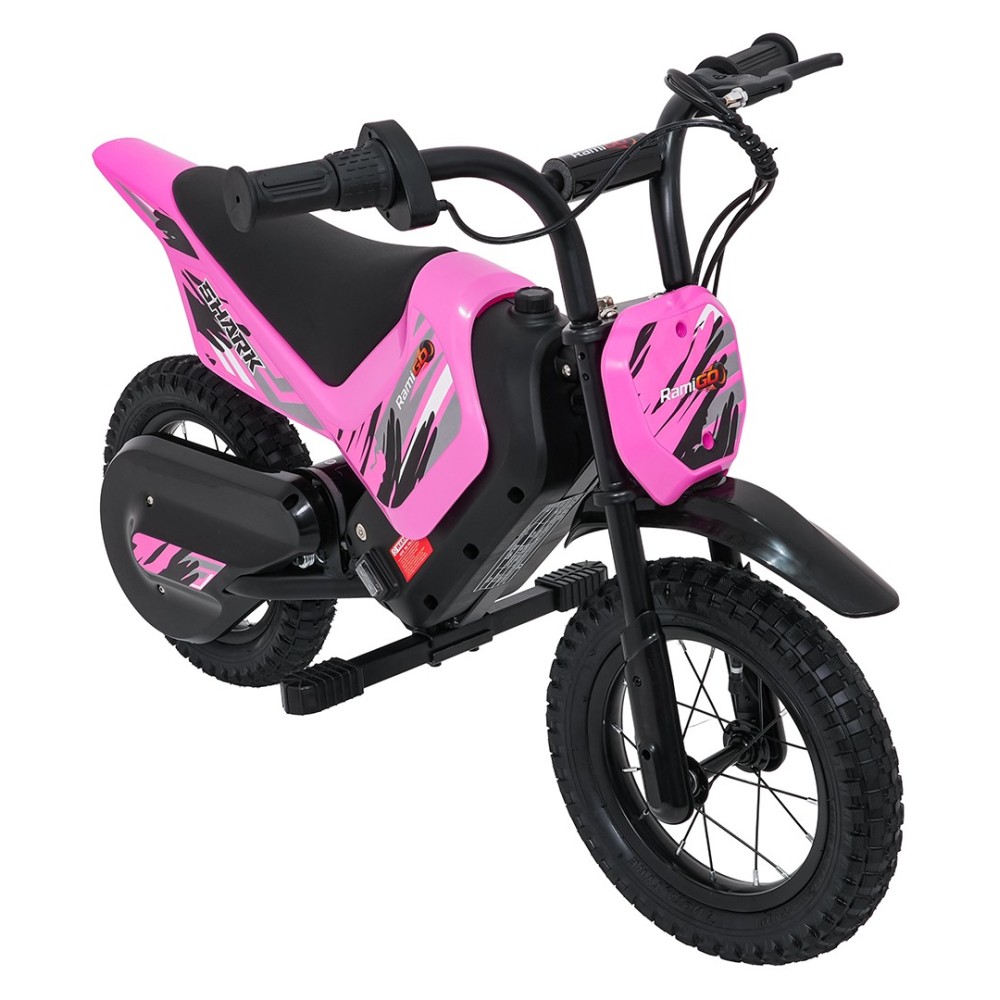 RAMIGO Elektrická Motorka SHARK 150W 24V Li-ion, rýchlosť 15 km/h, nafukovacie kolesá, nosnosť 40kg, ružová