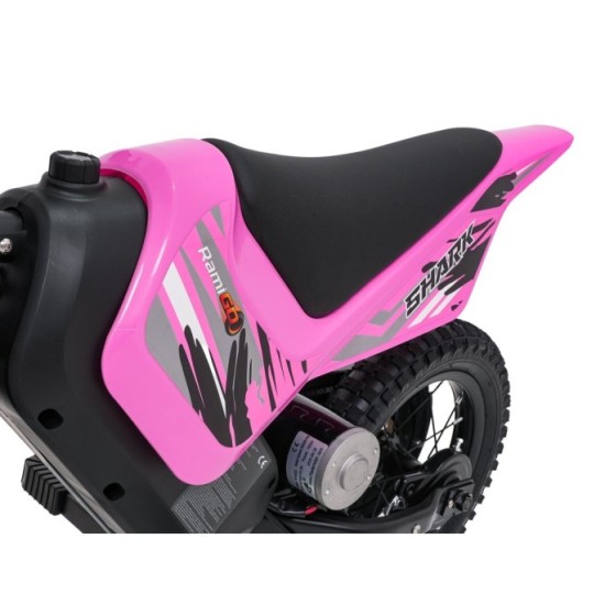 RAMIGO Elektrická Motorka SHARK 150W 24V Li-ion, rýchlosť 15 km/h, nafukovacie kolesá, nosnosť 40kg, ružová