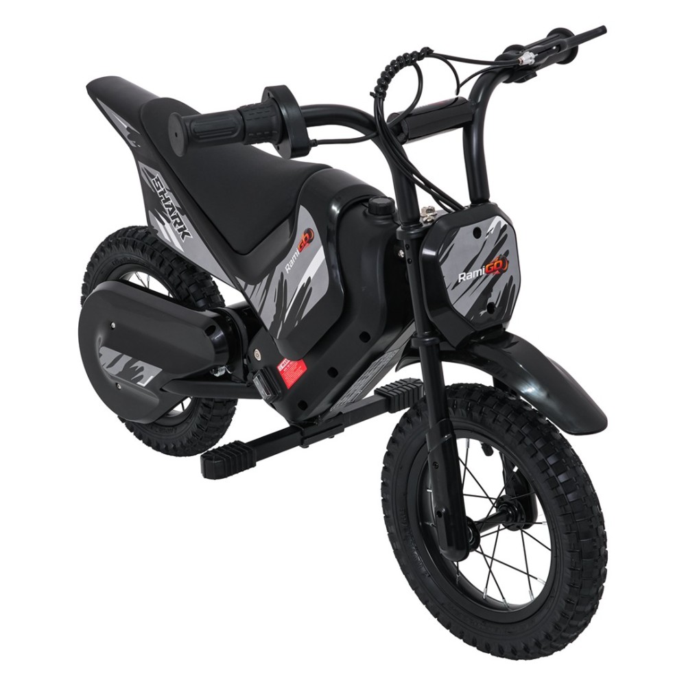 RAMIGO Elektrická Motorka SHARK 150W 24V Li-ion, rýchlosť 15 km/h, nafukovacie kolesá, nosnosť 40kg, čierna