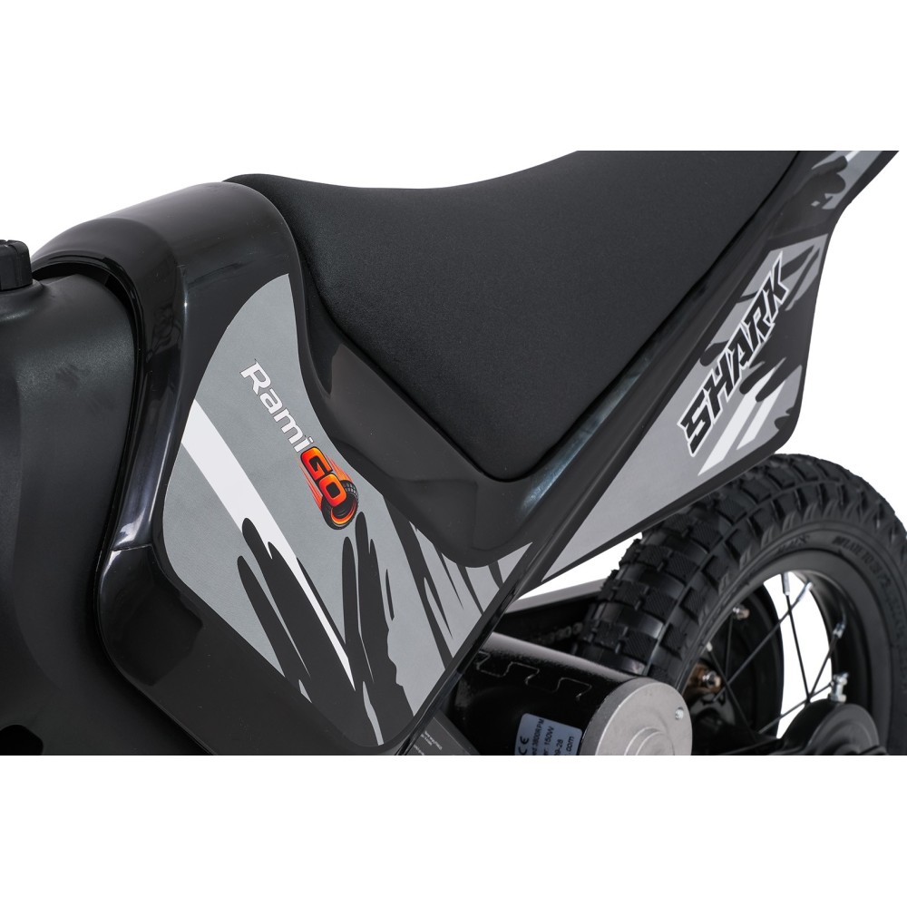 RAMIGO Elektrická Motorka SHARK 150W 24V Li-ion, rýchlosť 15 km/h, nafukovacie kolesá, nosnosť 40kg, čierna