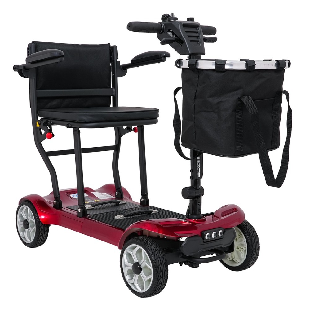 Ramiz Elektrická štvorkolesová kolobežka EasyGo pre Dôchodcov Seniorov 270W 24V Li-ion nosnosť 120kg, ELEKTRICKÝ SKÚTER, červená