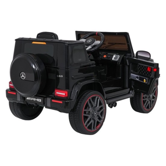 JOKO Elektrické autíčko Mercedes G63 AMG LIFT, penové kolesá, kožené sedadlo, čierne