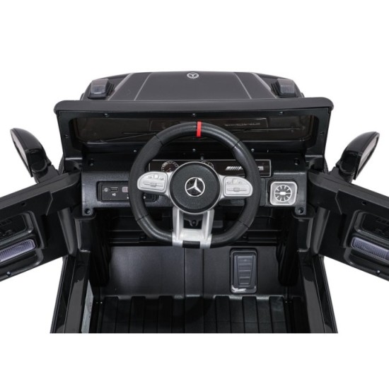 JOKO Elektrické autíčko Mercedes G63 AMG LIFT, penové kolesá, kožené sedadlo, čierne