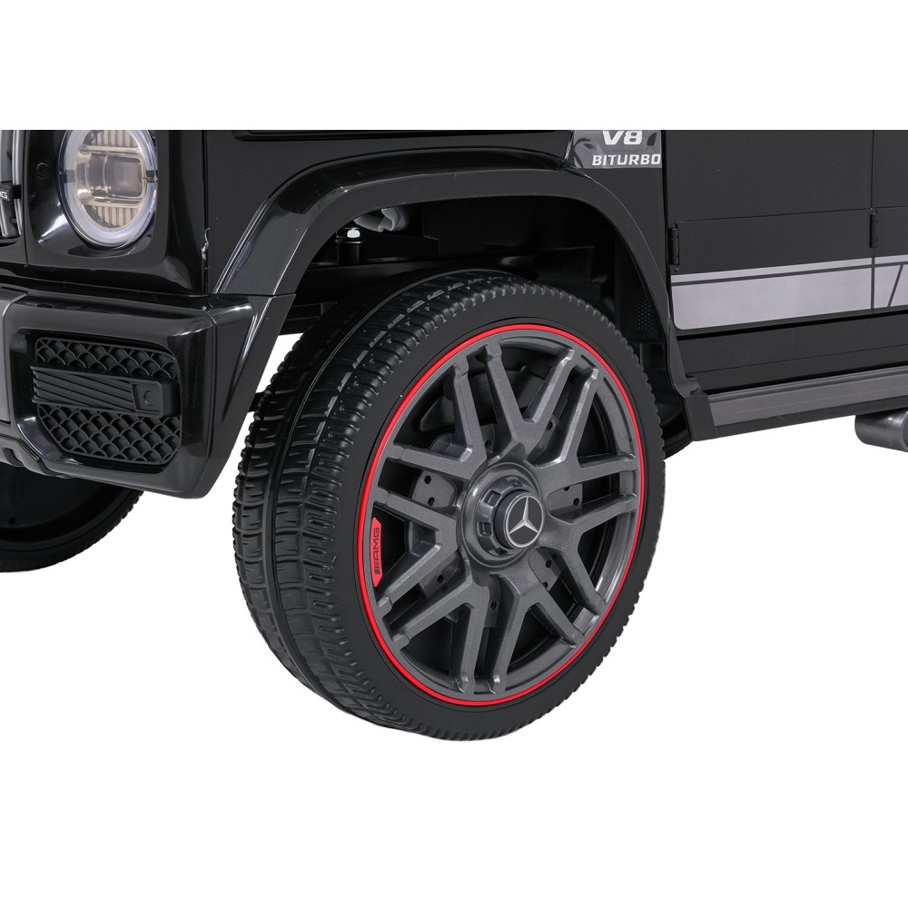 JOKO Elektrické autíčko Mercedes G63 AMG LIFT, penové kolesá, kožené sedadlo, čierne