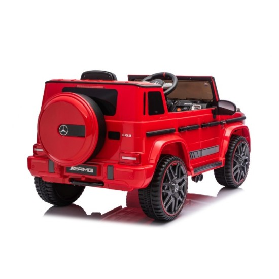 JOKO Elektrické autíčko Mercedes G63 AMG LIFT, penové kolesá, kožené sedadlo, červené
