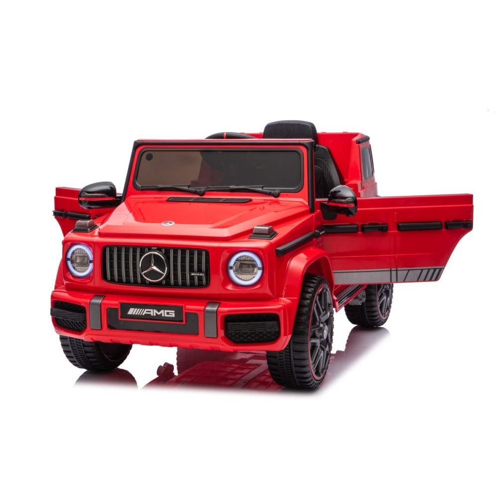 JOKO Elektrické autíčko Mercedes G63 AMG LIFT, penové kolesá, kožené sedadlo, červené