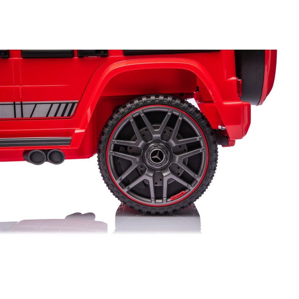 JOKO Elektrické autíčko Mercedes G63 AMG LIFT, penové kolesá, kožené sedadlo, červené