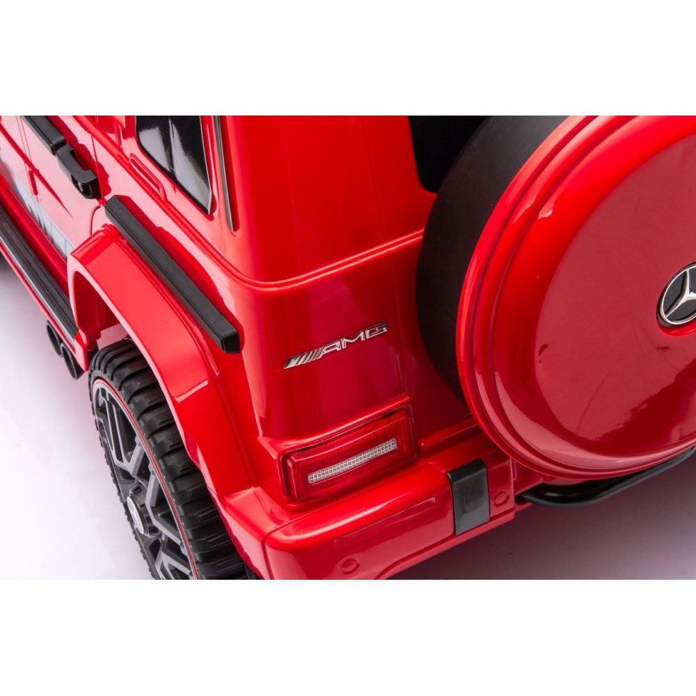 JOKO Elektrické autíčko Mercedes G63 AMG LIFT, penové kolesá, kožené sedadlo, červené