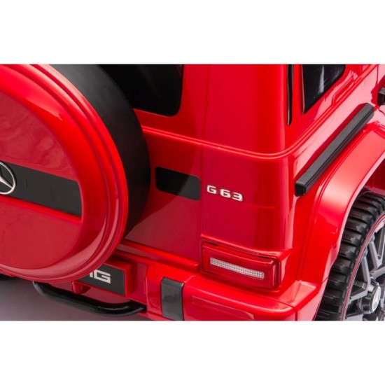 JOKO Elektrické autíčko Mercedes G63 AMG LIFT, penové kolesá, kožené sedadlo, červené