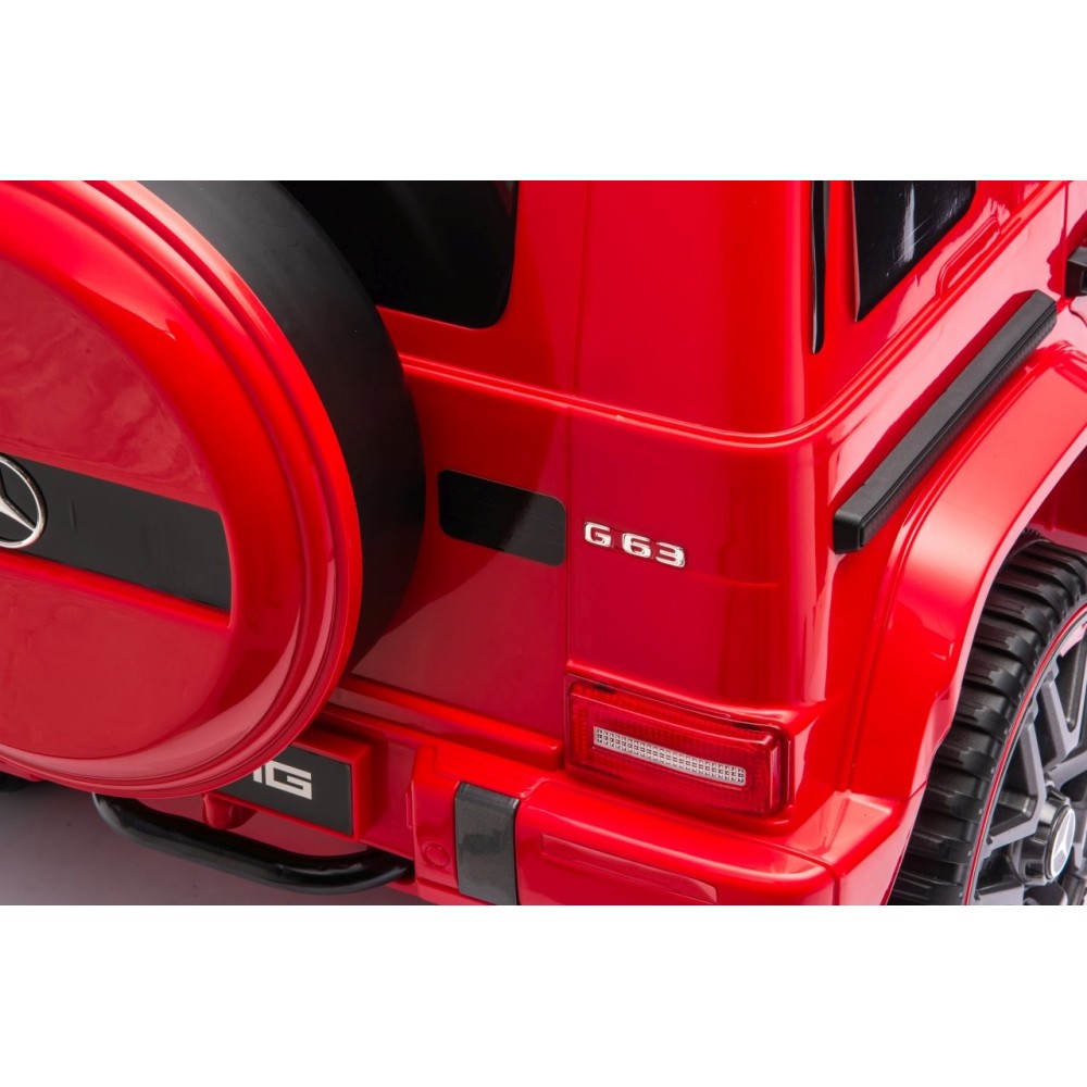 JOKO Elektrické autíčko Mercedes G63 AMG LIFT, penové kolesá, kožené sedadlo, červené