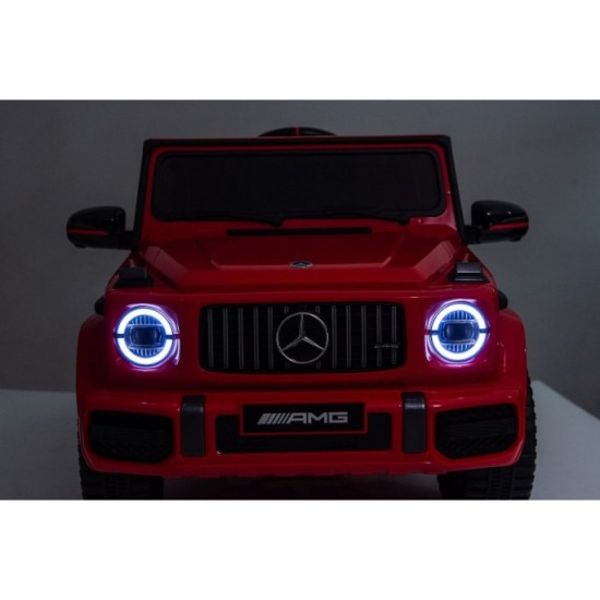 JOKO Elektrické autíčko Mercedes G63 AMG LIFT, penové kolesá, kožené sedadlo, červené