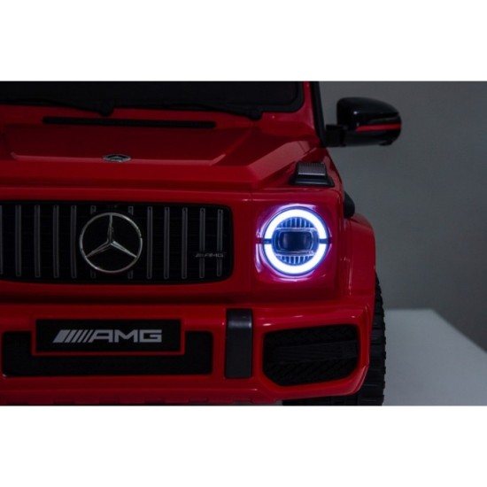 JOKO Elektrické autíčko Mercedes G63 AMG LIFT, penové kolesá, kožené sedadlo, červené