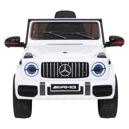 JOKO Elektrické autíčko Mercedes G63 AMG LIFT, penové kolesá, kožené sedadlo, biele