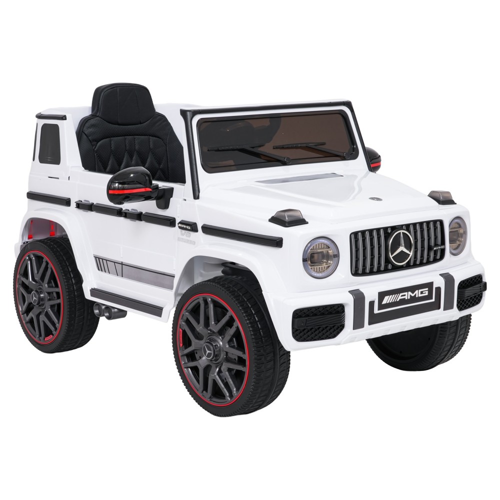 JOKO Elektrické autíčko Mercedes G63 AMG LIFT, penové kolesá, kožené sedadlo, biele