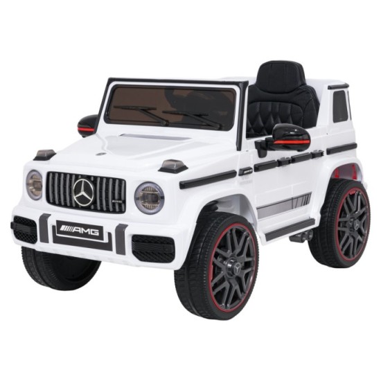 JOKO Elektrické autíčko Mercedes G63 AMG LIFT, penové kolesá, kožené sedadlo, biele