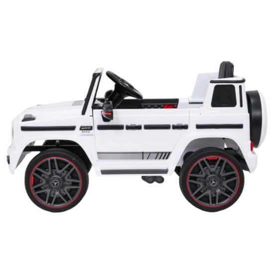 JOKO Elektrické autíčko Mercedes G63 AMG LIFT, penové kolesá, kožené sedadlo, biele