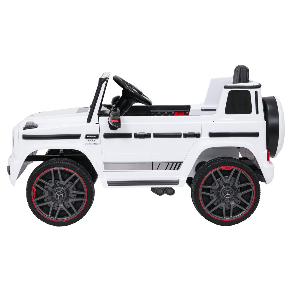 JOKO Elektrické autíčko Mercedes G63 AMG LIFT, penové kolesá, kožené sedadlo, biele