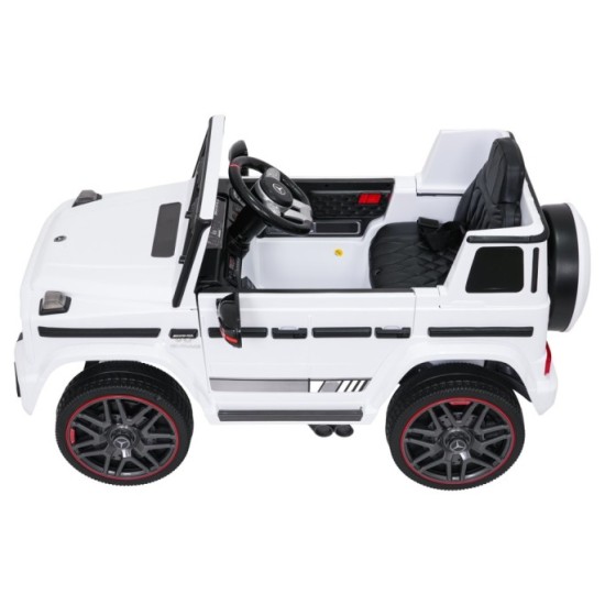JOKO Elektrické autíčko Mercedes G63 AMG LIFT, penové kolesá, kožené sedadlo, biele