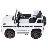 JOKO Elektrické autíčko Mercedes G63 AMG LIFT, penové kolesá, kožené sedadlo, biele