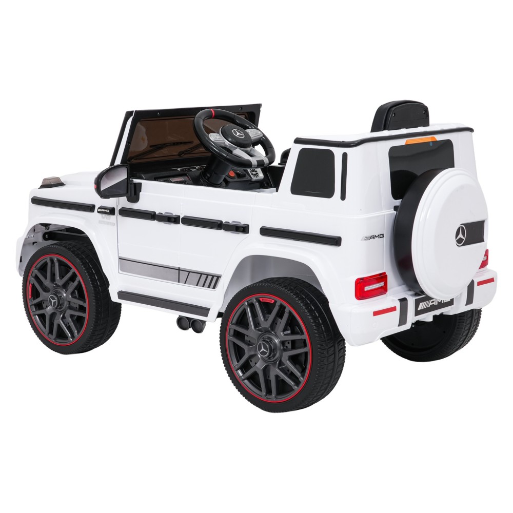 JOKO Elektrické autíčko Mercedes G63 AMG LIFT, penové kolesá, kožené sedadlo, biele
