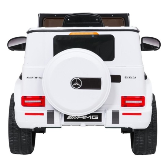 JOKO Elektrické autíčko Mercedes G63 AMG LIFT, penové kolesá, kožené sedadlo, biele