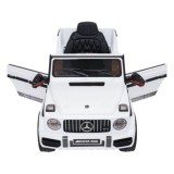 JOKO Elektrické autíčko Mercedes G63 AMG LIFT, penové kolesá, kožené sedadlo, biele