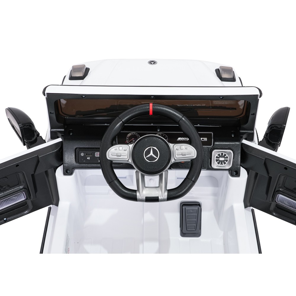 JOKO Elektrické autíčko Mercedes G63 AMG LIFT, penové kolesá, kožené sedadlo, biele