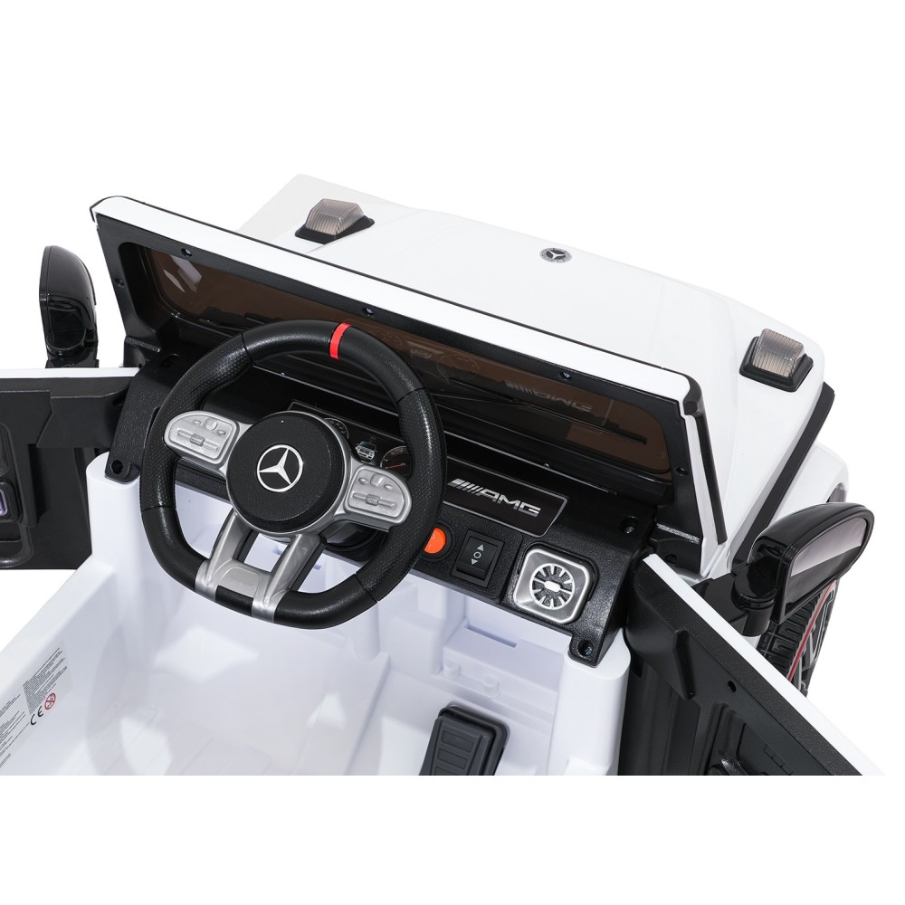 JOKO Elektrické autíčko Mercedes G63 AMG LIFT, penové kolesá, kožené sedadlo, biele