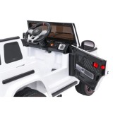 JOKO Elektrické autíčko Mercedes G63 AMG LIFT, penové kolesá, kožené sedadlo, biele