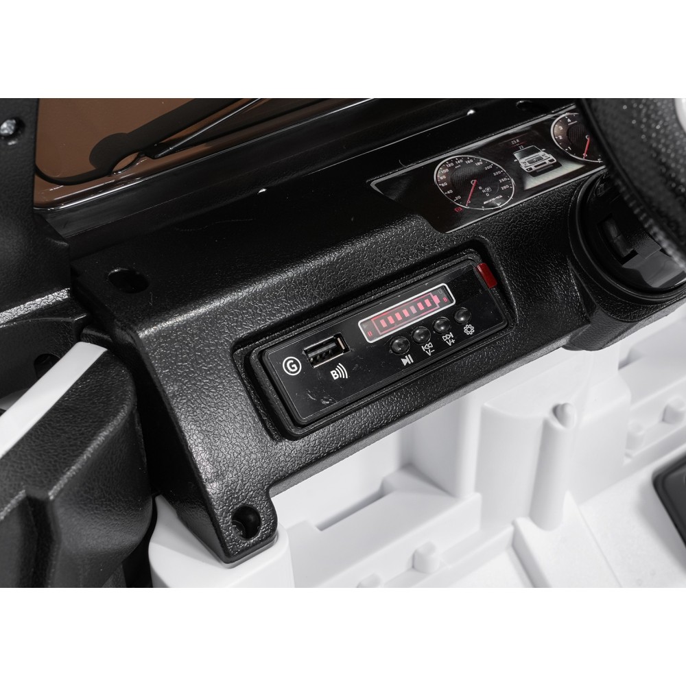 JOKO Elektrické autíčko Mercedes G63 AMG LIFT, penové kolesá, kožené sedadlo, biele