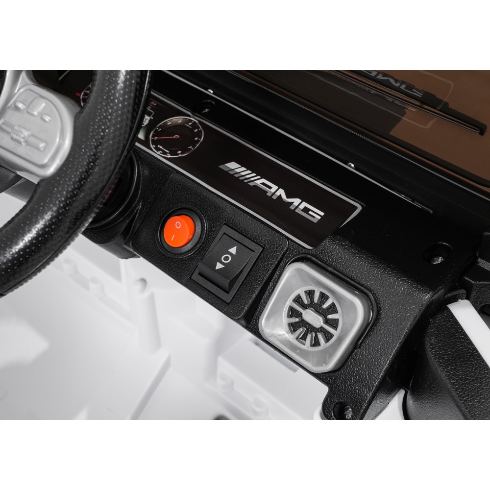 JOKO Elektrické autíčko Mercedes G63 AMG LIFT, penové kolesá, kožené sedadlo, biele