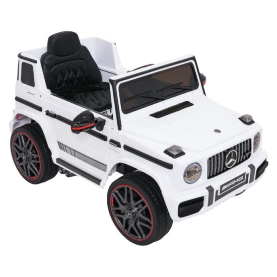 JOKO Elektrické autíčko Mercedes G63 AMG LIFT, penové kolesá, kožené sedadlo, biele