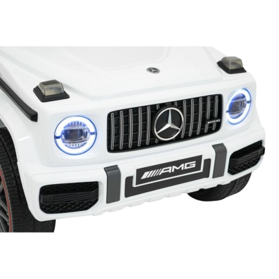 JOKO Elektrické autíčko Mercedes G63 AMG LIFT, penové kolesá, kožené sedadlo, biele