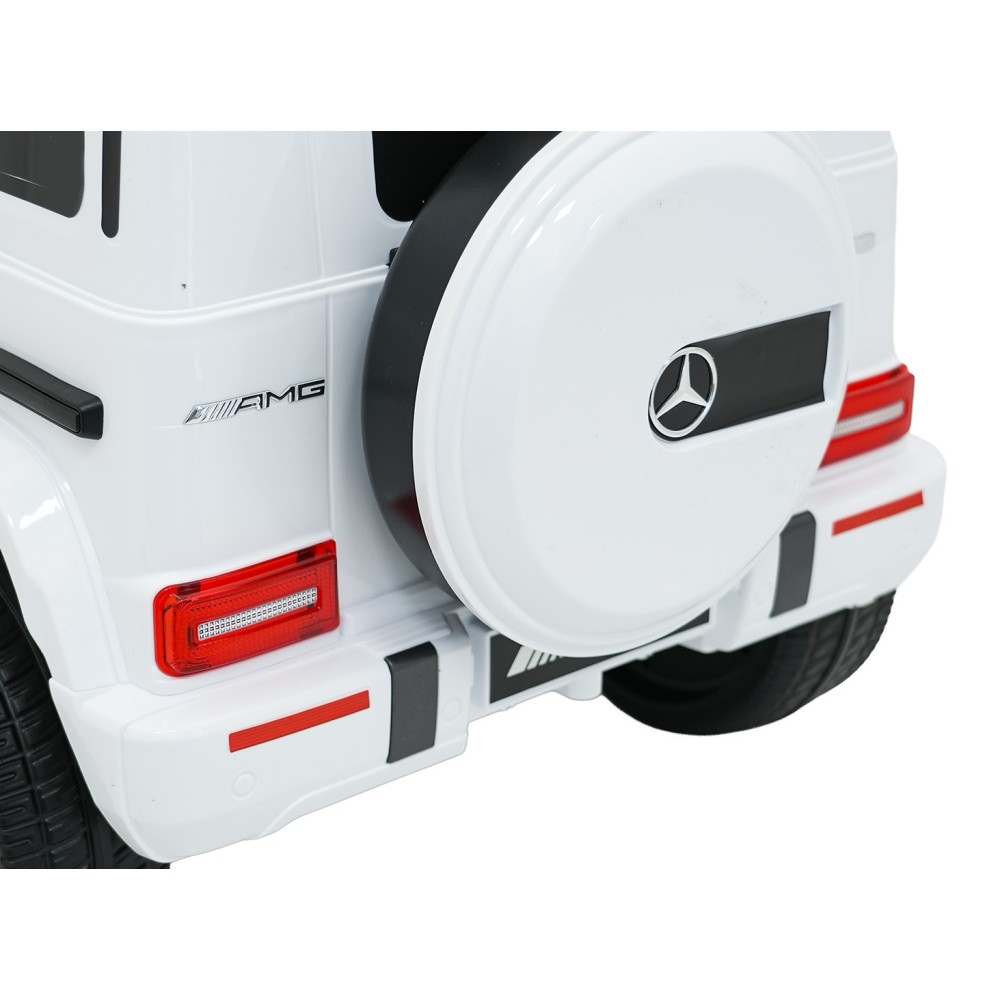 JOKO Elektrické autíčko Mercedes G63 AMG LIFT, penové kolesá, kožené sedadlo, biele