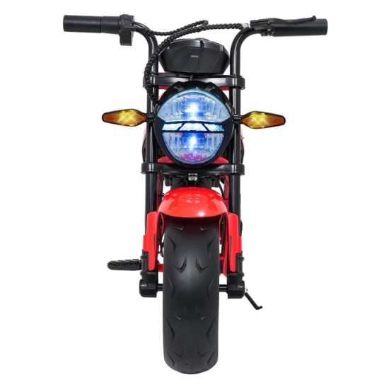 JOKO Elektrická motorka SUPERMOTO 300W 24V, kožené sedadlo, penové kolesá, nosnosť 50kg, červená