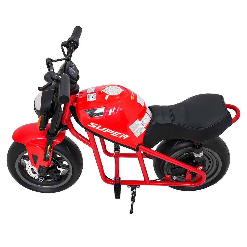 JOKO Elektrická motorka SUPERMOTO 300W 24V, kožené sedadlo, penové kolesá, nosnosť 50kg, červená
