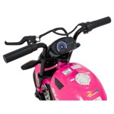 JOKO Elektrická motorka SUPERMOTO 300W 24V, kožené sedadlo, penové kolesá, nosnosť 50kg, ružová