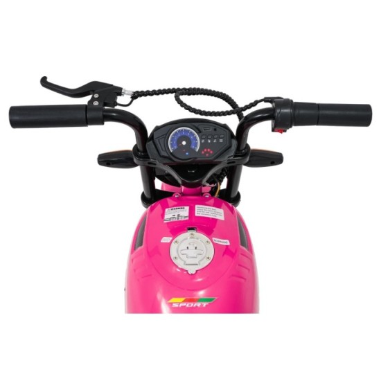 JOKO Elektrická motorka SUPERMOTO 300W 24V, kožené sedadlo, penové kolesá, nosnosť 50kg, ružová