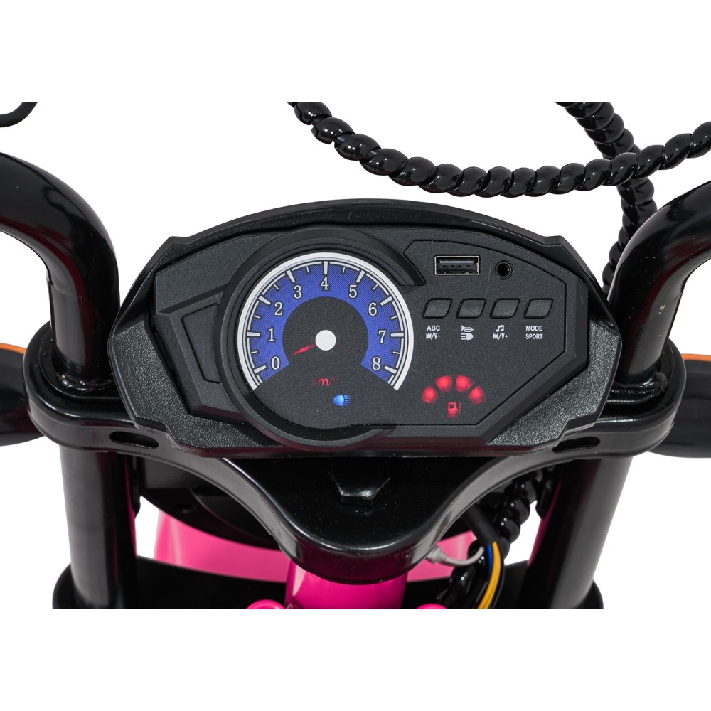 JOKO Elektrická motorka SUPERMOTO 300W 24V, kožené sedadlo, penové kolesá, nosnosť 50kg, ružová