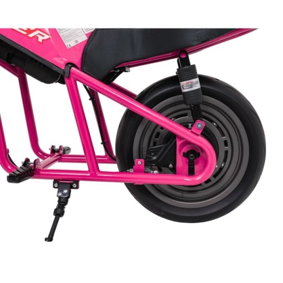 JOKO Elektrická motorka SUPERMOTO 300W 24V, kožené sedadlo, penové kolesá, nosnosť 50kg, ružová