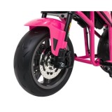 JOKO Elektrická motorka SUPERMOTO 300W 24V, kožené sedadlo, penové kolesá, nosnosť 50kg, ružová