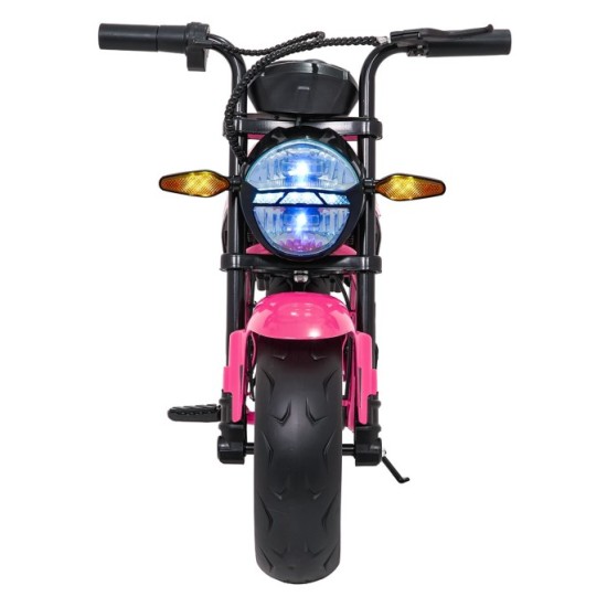 JOKO Elektrická motorka SUPERMOTO 300W 24V, kožené sedadlo, penové kolesá, nosnosť 50kg, ružová