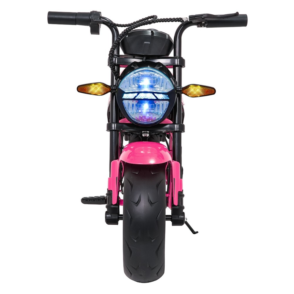 JOKO Elektrická motorka SUPERMOTO 300W 24V, kožené sedadlo, penové kolesá, nosnosť 50kg, ružová
