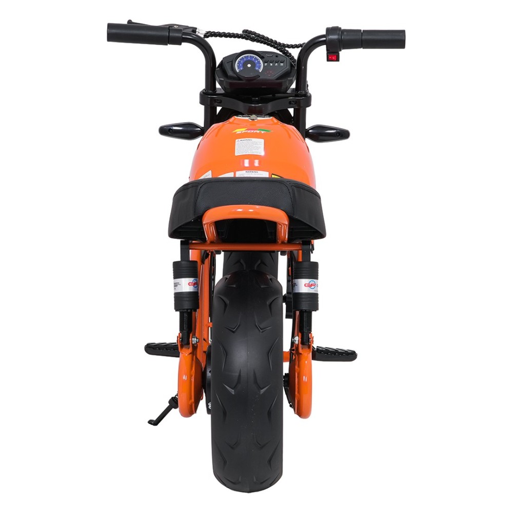 JOKO Elektrická motorka SUPERMOTO 300W 24V, kožené sedadlo, penové kolesá, nosnosť 50kg, oranžová