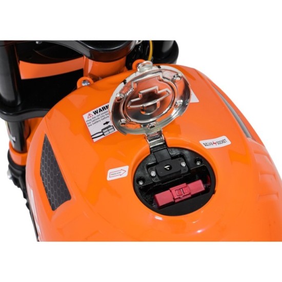JOKO Elektrická motorka SUPERMOTO 300W 24V, kožené sedadlo, penové kolesá, nosnosť 50kg, oranžová