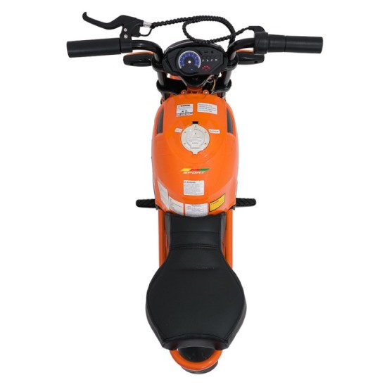 JOKO Elektrická motorka SUPERMOTO 300W 24V, kožené sedadlo, penové kolesá, nosnosť 50kg, oranžová