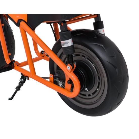 JOKO Elektrická motorka SUPERMOTO 300W 24V, kožené sedadlo, penové kolesá, nosnosť 50kg, oranžová