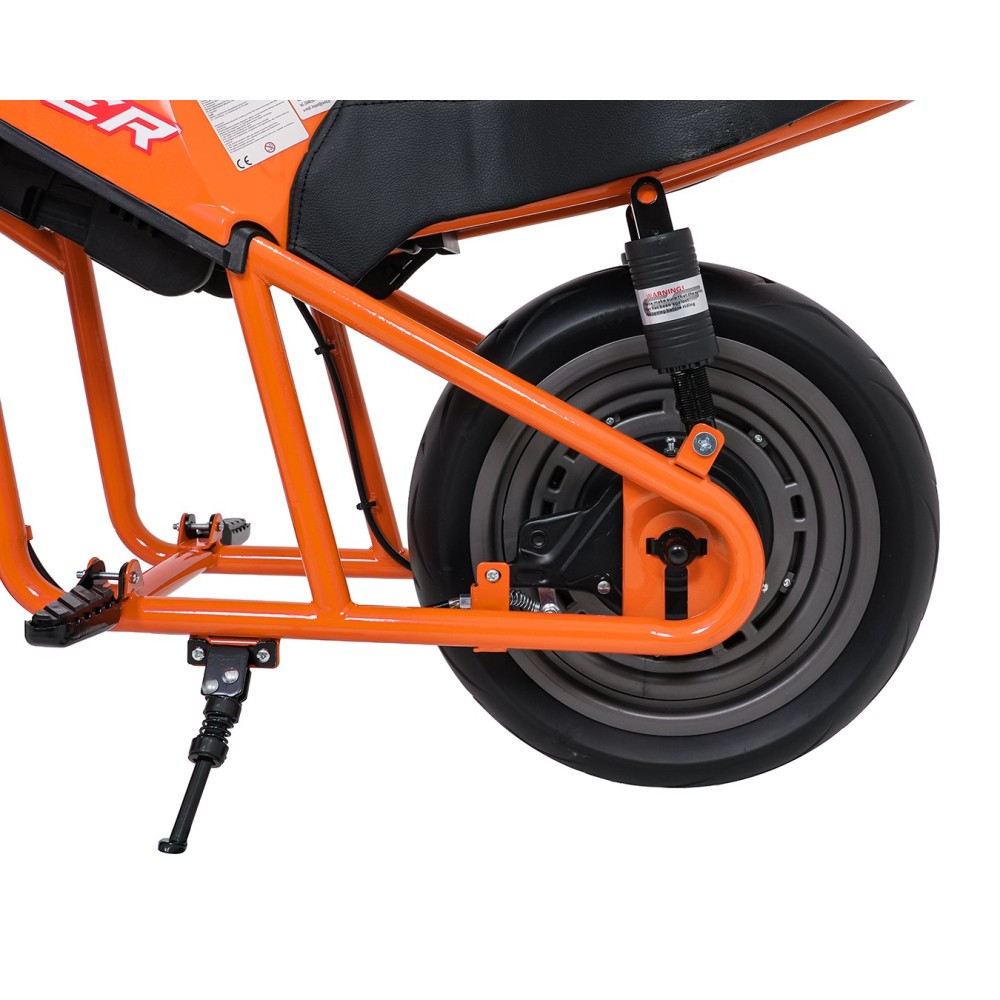 JOKO Elektrická motorka SUPERMOTO 300W 24V, kožené sedadlo, penové kolesá, nosnosť 50kg, oranžová